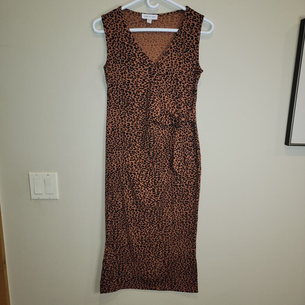 Amour Vert Womens Knit Midi Dress Size S animal print knit